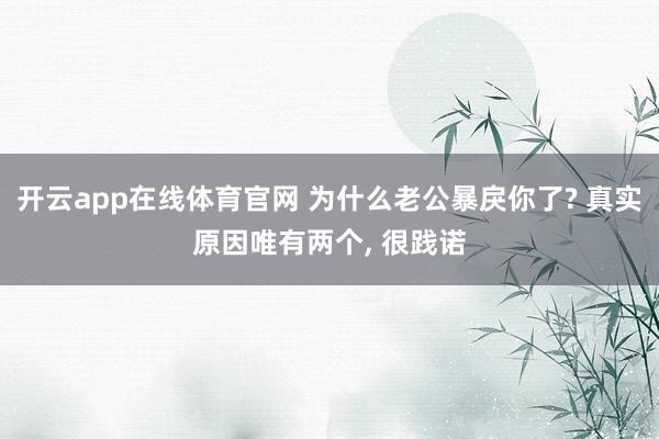 开云app在线体育官网 为什么老公暴戾你了? 真实原因唯有两个， 很践诺