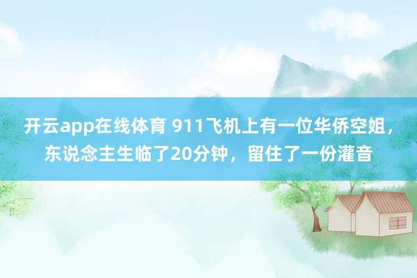 开云app在线体育 911飞机上有一位华侨空姐，东说念主生临了20分钟，留住了一份灌音