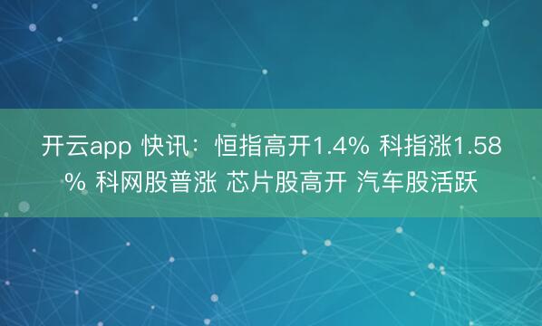 开云app 快讯：恒指高开1.4% 科指涨1.58% 科网股普涨 芯片股高开 汽车股活跃
